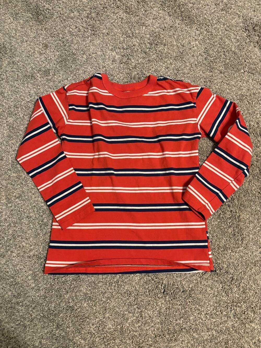 H&M Striped Long Sleeve T-Shirt Size 8/10 Red Navy White Cotton